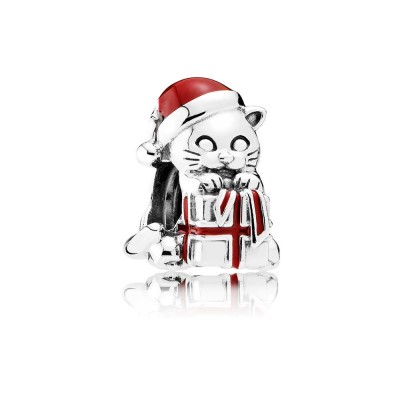 Pandora Christmas Kitten, Berry Red Enamel