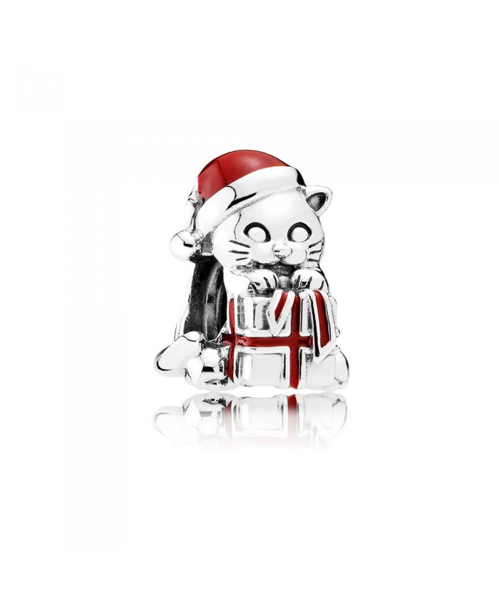 Pandora Christmas Kitten, Berry Red Enamel