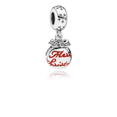 Pandora Merry Christmas Bauble, Translucent Red Enamel & Clear CZ