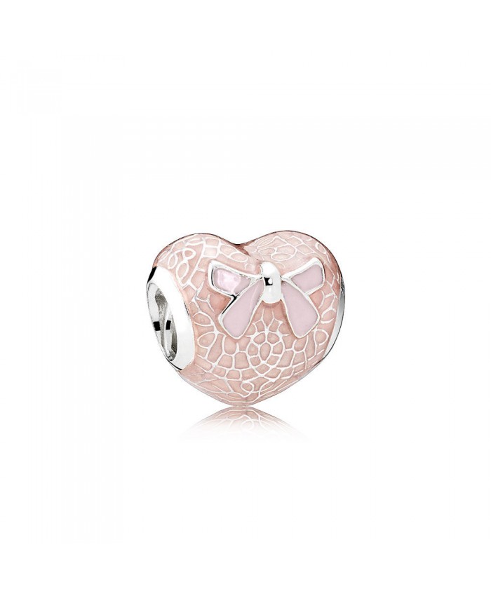 Pandora Pink Bow & Lace Heart, Transparent Misty Rose & Soft Pink Enamel