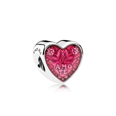 Pandora Latin Love Heart, Transparent Cerise Enamel