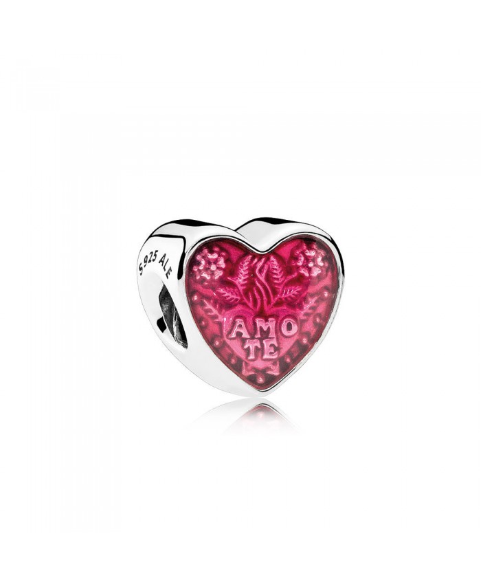 Pandora Latin Love Heart, Transparent Cerise Enamel