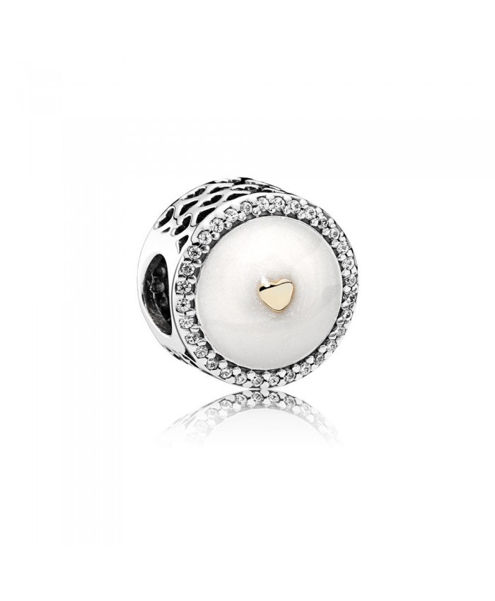 Pandora Precious Heart, Silver Enamel & Clear CZ