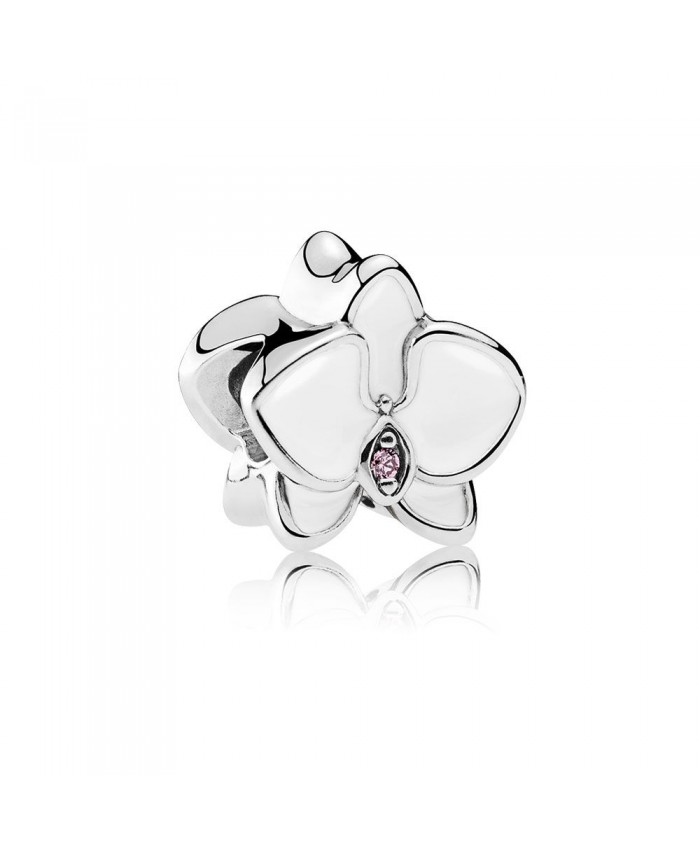 Pandora Orchid, White Enamel & Orchid CZ