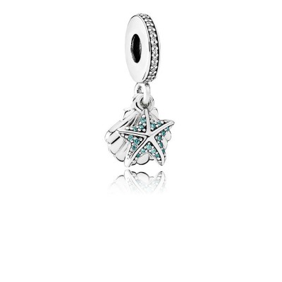 Pandora Tropical Starfish & Sea Shell, Frosty Mint & Clear CZ