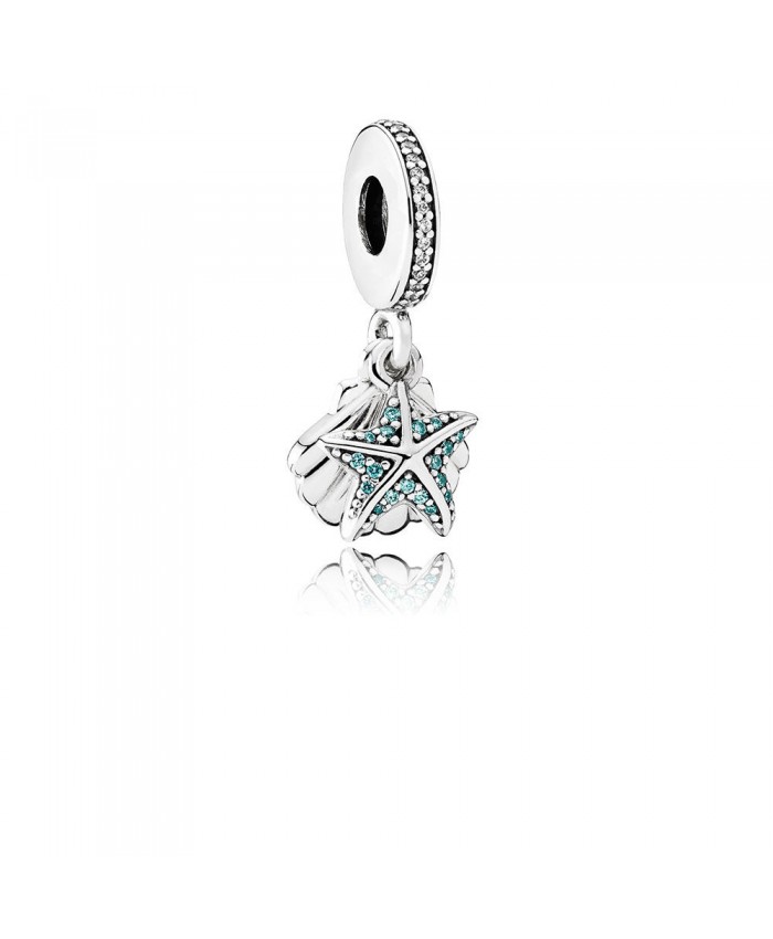 Pandora Tropical Starfish & Sea Shell, Frosty Mint & Clear CZ