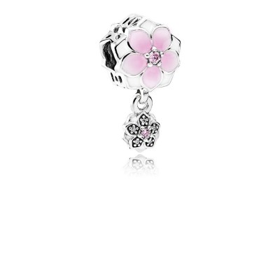 Pandora Magnolia Bloom, Pale Cerise Enamel, Pink & Clear CZ