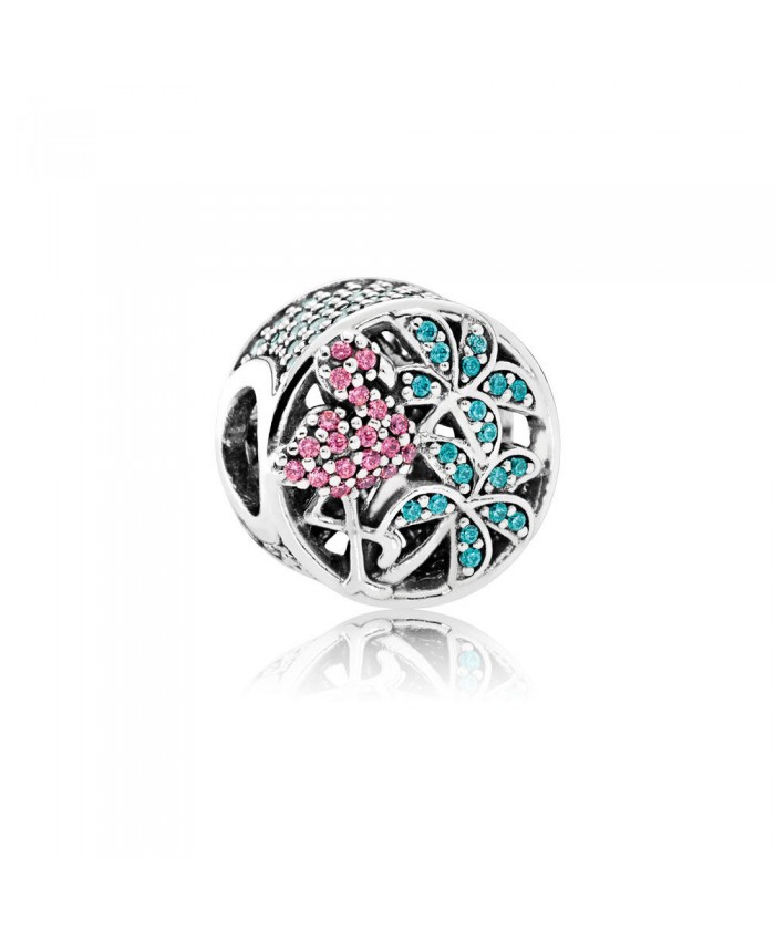 Pandora Tropical Flamingo, Light Green Crystals & Multi-Colored CZ