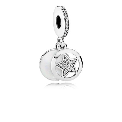 Pandora Friendship Star Dangle Charm, Silver Enamel & Clear CZ