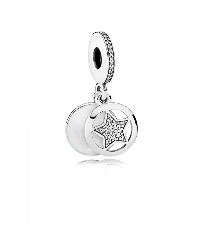 Pandora Friendship Star Dangle Charm, Silver Enamel & Clear CZ