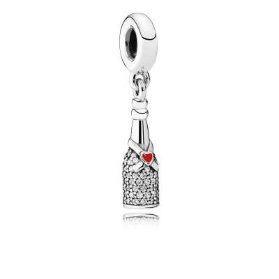 Pandora Celebration Time Dangle Charm, Red Enamel & Clear CZ