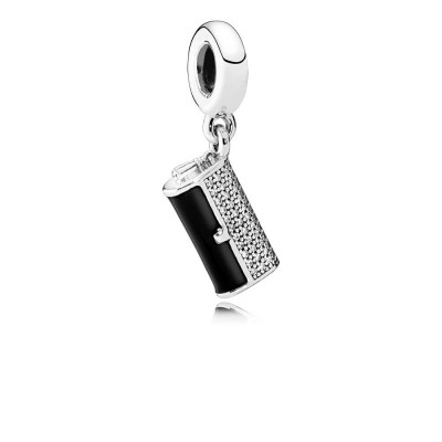 Pandora Clutch Bag Dangle Charm, Black Enamel & Clear CZ