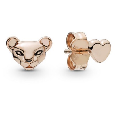 Pandora Lion Princess & Heart Stud Earrings, Pandora Rose™