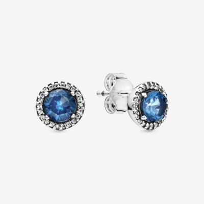 Pandora Blue Round Sparkle Stud Earrings