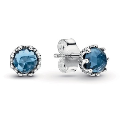 Pandora Blue Sparkling Crown Stud Earrings