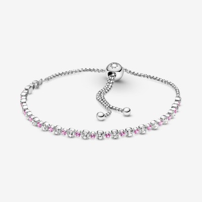 Pandora Pink and Clear Sparkle Slider Bracelet