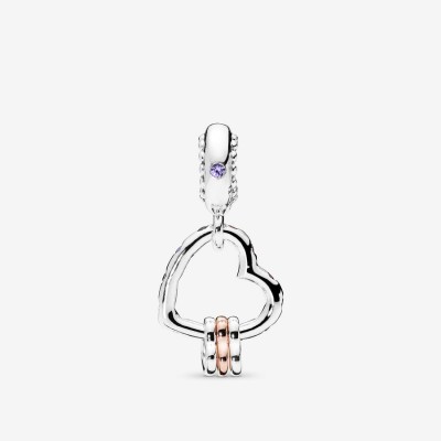 Pandora Heart Highlights Dangle Charm, Lilac & Royal Purple Crystals & Clear CZ 