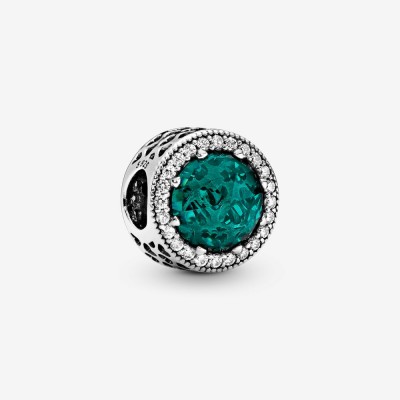 Pandora Radiant Hearts Charm, Sea Green Crystal & Clear Cubic Zirconia