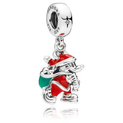 Pandora Disney Santa Mickey with Gift Bag Dangle Charm