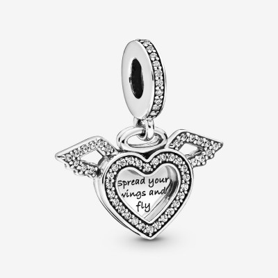 Pandora Heart and Angel Wings Dangle Charm